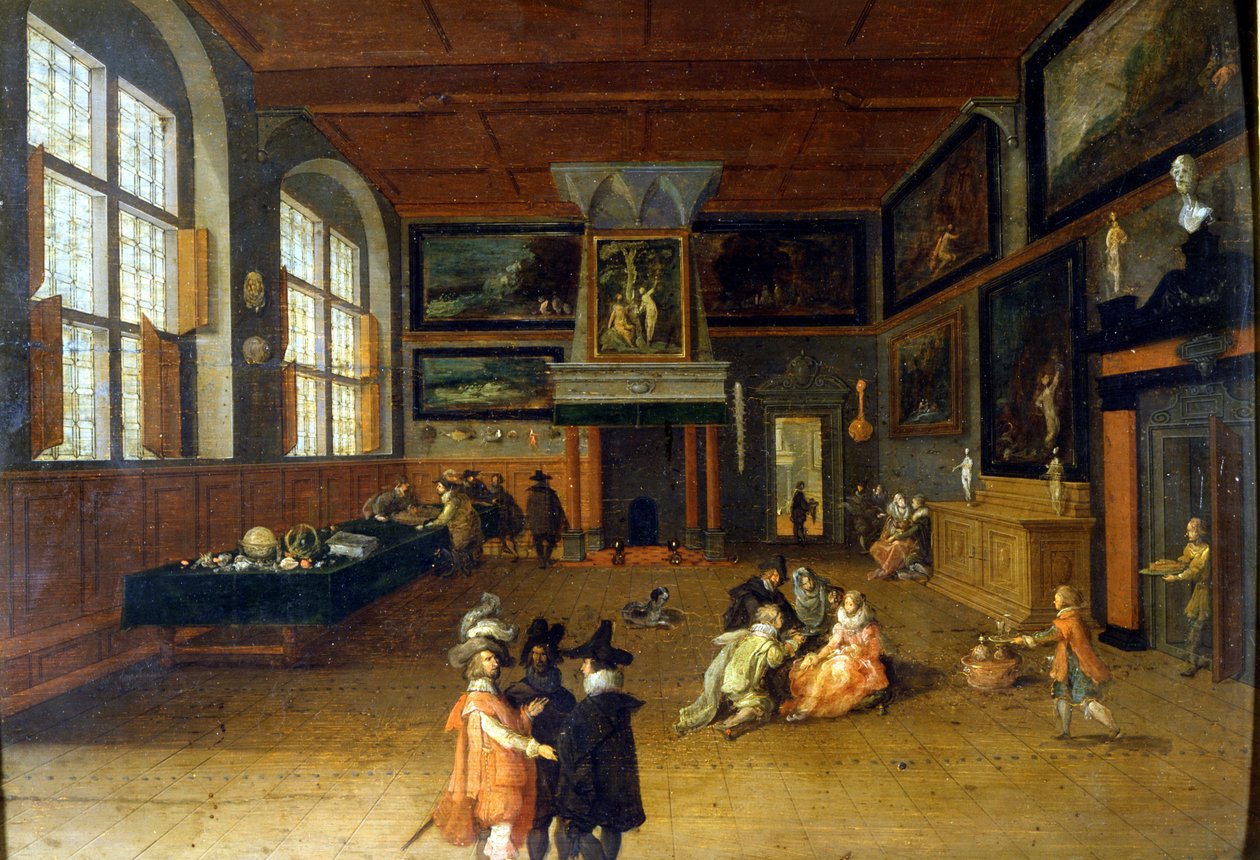 Interior de una casa de señores holandeses del siglo XVII. Pintura de Bartholomeus van Bassen (1590 - 1652), Museo del Castello Milán. de Bartolomeus van Bassen