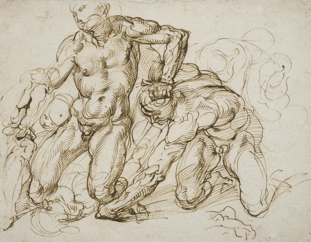 Desnudos masculinos luchando de Bartolomeo Passarotti