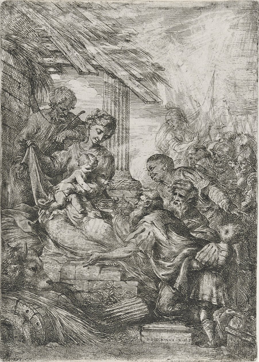 Adoración de los Reyes (La ofrenda de los sabios), después de 1657 de Bartolommeo Biscaino