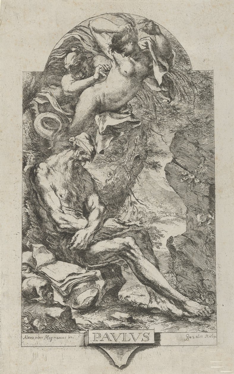 San Pablo de Tebas tentado por un demonio, después de Magnasco, ca. 1720-30 de Bartolommeo Gazalis