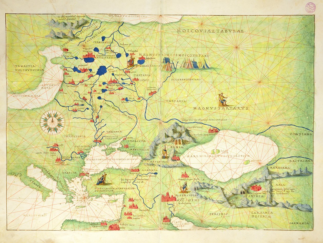Europa y Asia Central, de un Atlas del Mundo en 33 Mapas, Venecia, 1 de septiembre de 1553 de Battista Agnese