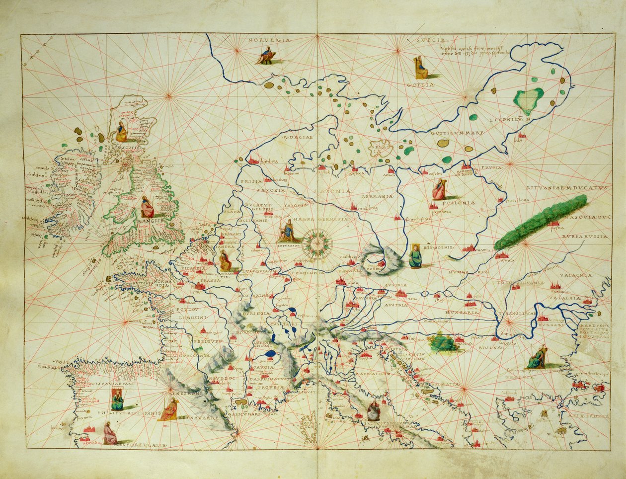 El continente de Europa, de un Atlas del Mundo en 33 Mapas, Venecia, 1 de septiembre de 1553 de Battista Agnese