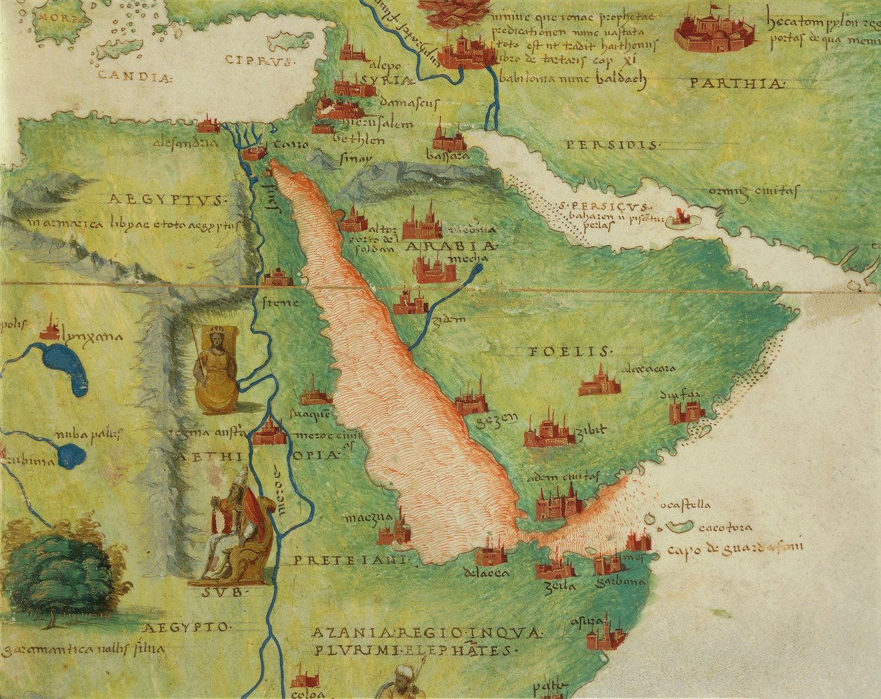 África: Egipto y Arabia Saudita, del Atlas del Mundo en treinta y tres Mapas de Battista Agnese