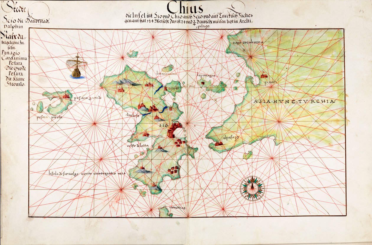 Carta de Quíos (Quíos, Grecia) de Battista Agnese