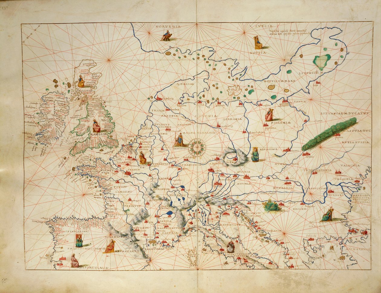 Europa, del Atlas del Mundo en treinta y tres Mapas de Battista Agnese
