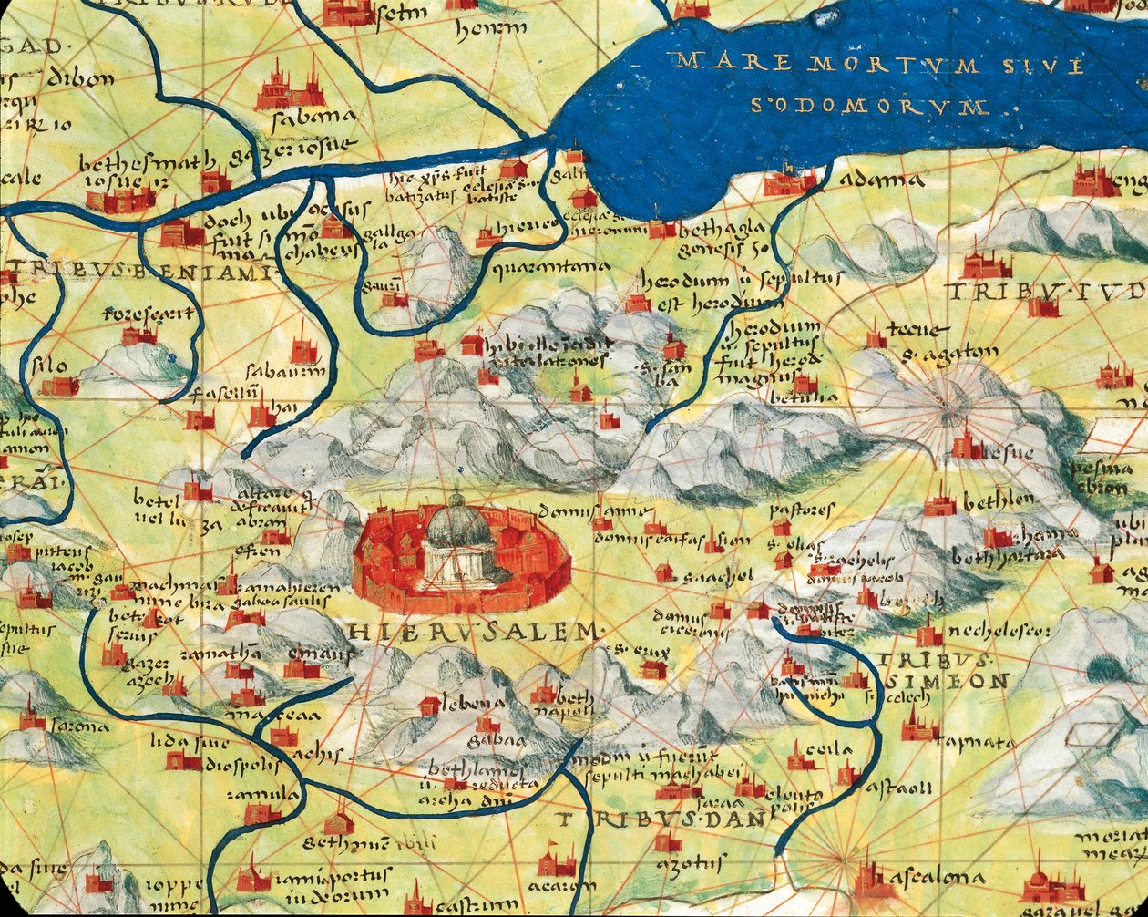 Tierra Santa, Israel y Palestina: Jerusalén y el Mar Muerto, del Atlas del Mundo en treinta y tres Mapas de Battista Agnese