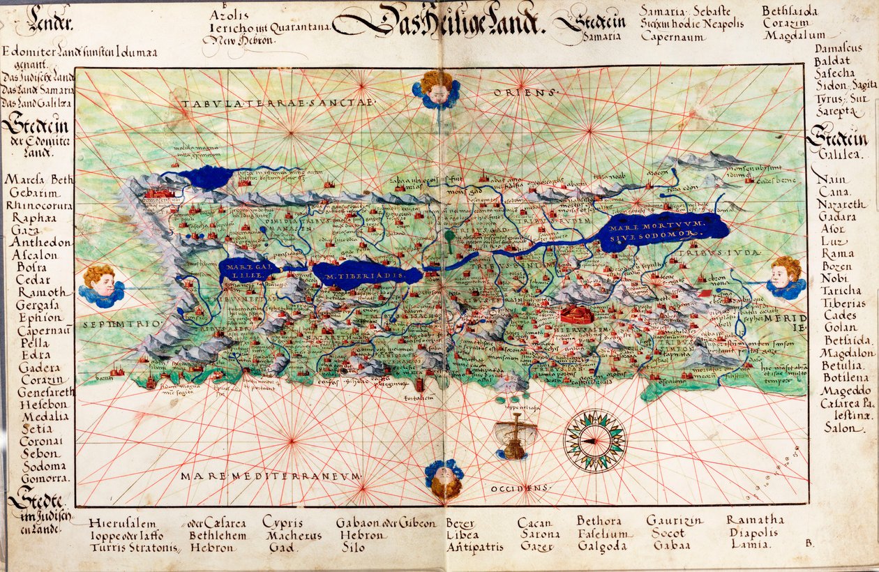 Mapa de "Das Heilige Land" 1554 [Traducción: La Tierra Santa] de Battista Agnese