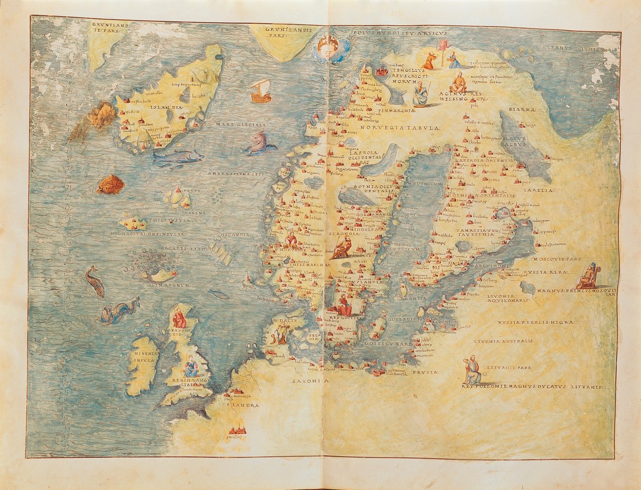 Mapa del norte de Europa, de Portolan Atlas de Battista Agnese