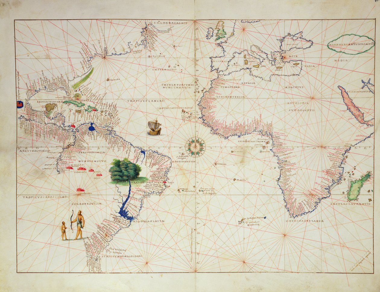 El Nuevo Mundo, de un Atlas del Mundo en 33 Mapas, Venecia, 1 de septiembre de 1553 de Battista Agnese