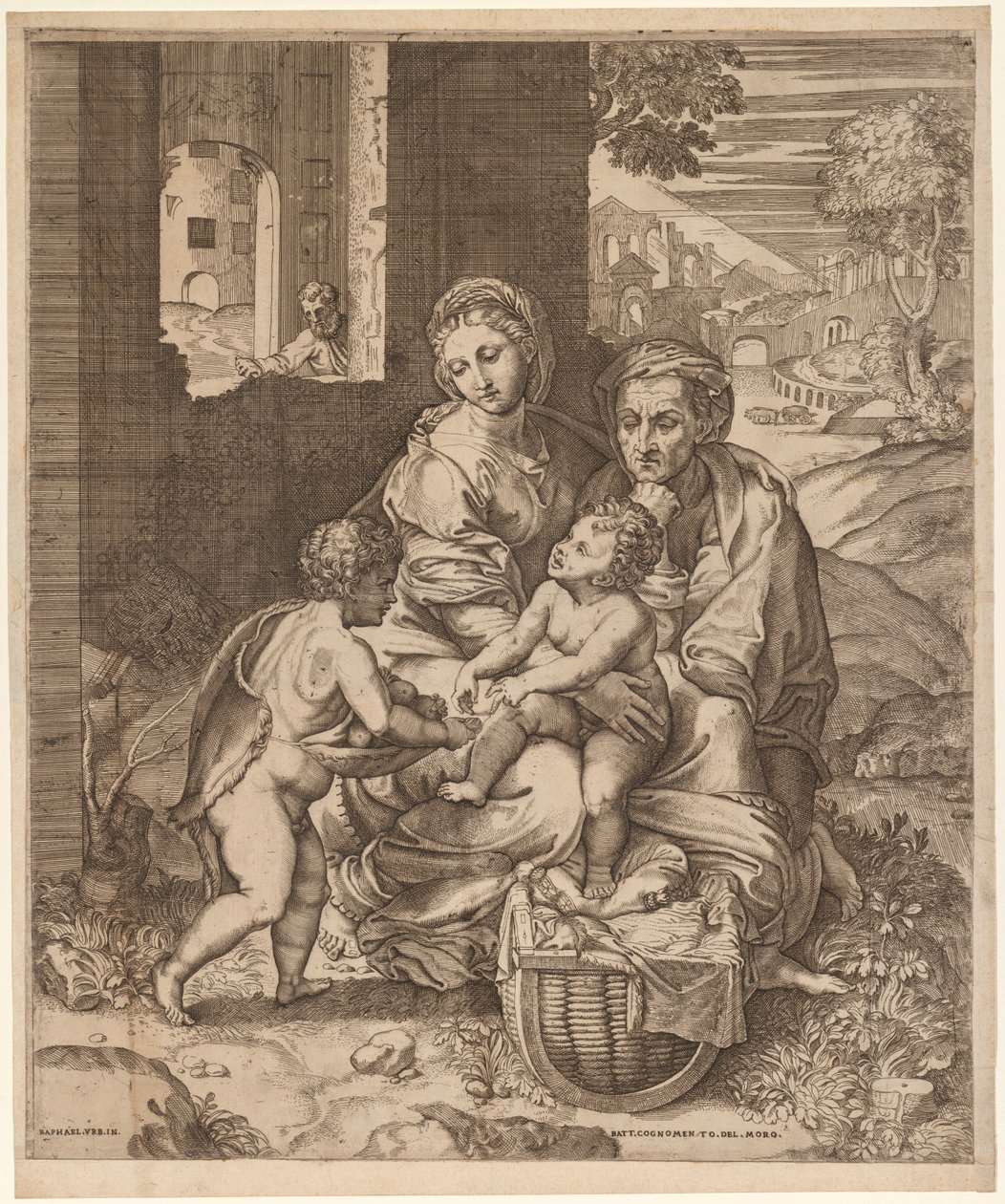 La Sagrada Familia (La Perla) (después de Rafael) de Battista Angolo del Moro