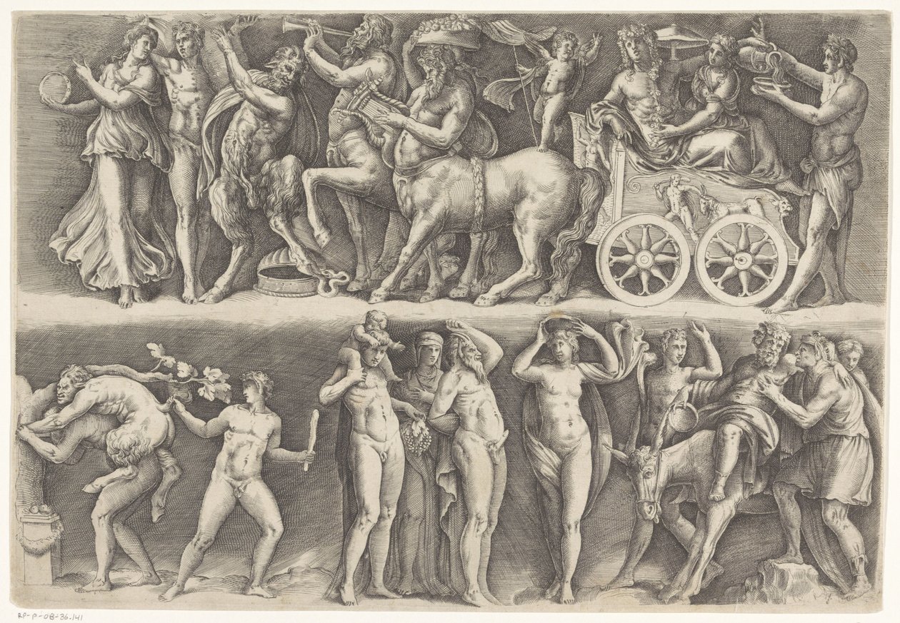 Relieve antiguo con Baco y Ariadna de Battista Franco