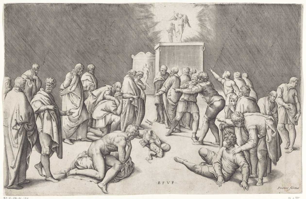 Arca de la Alianza en el templo de Dagón de Battista Franco