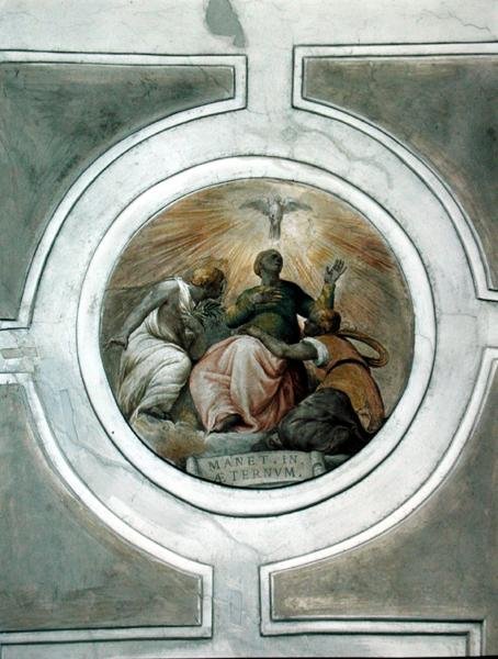 Representación de una de las Virtudes, detalle del techo de la Capilla Grimani de Battista Franco