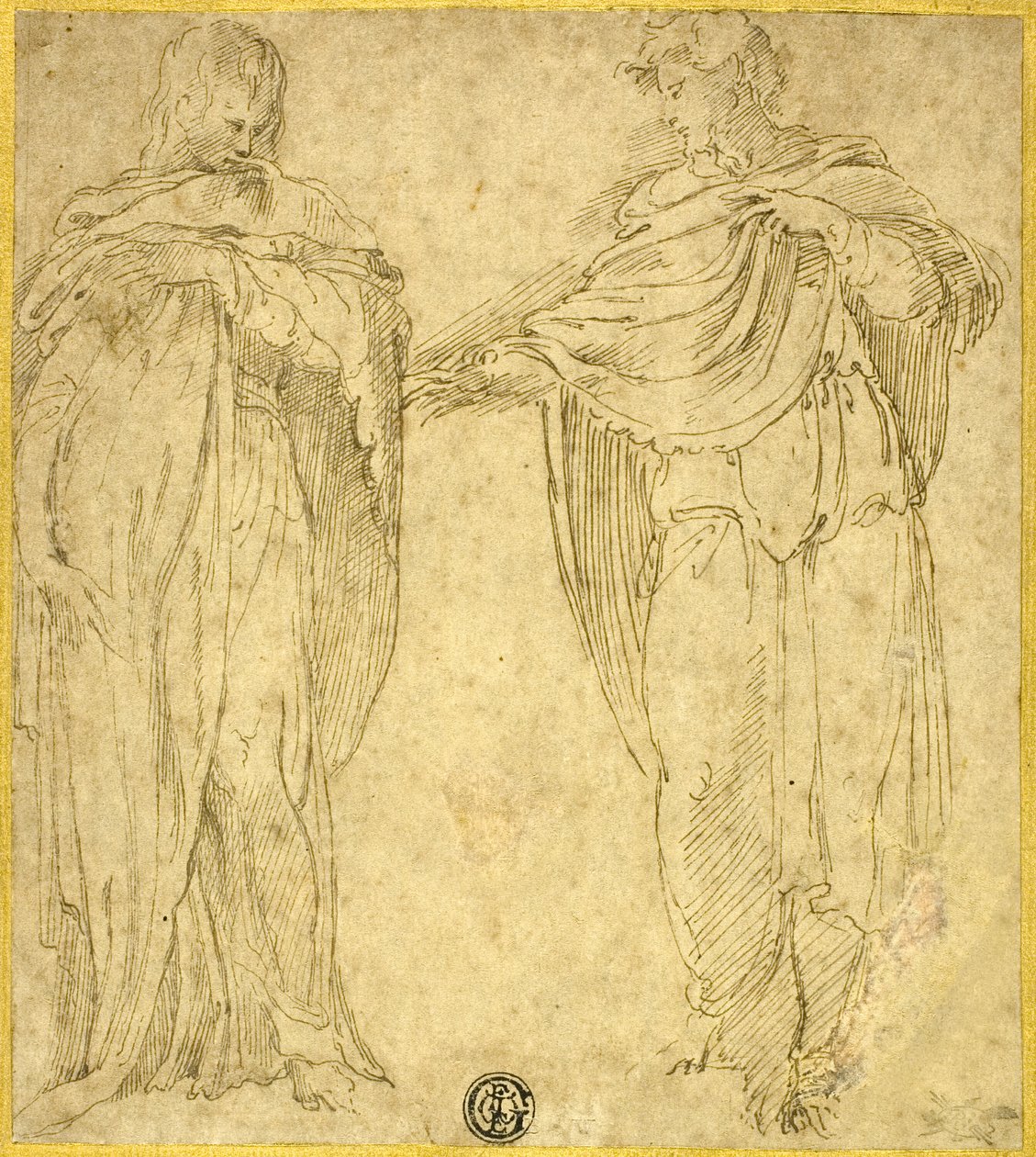 Dos figuras drapeadas de pie (¿San Juan y la Magdalena) de Battista Franco