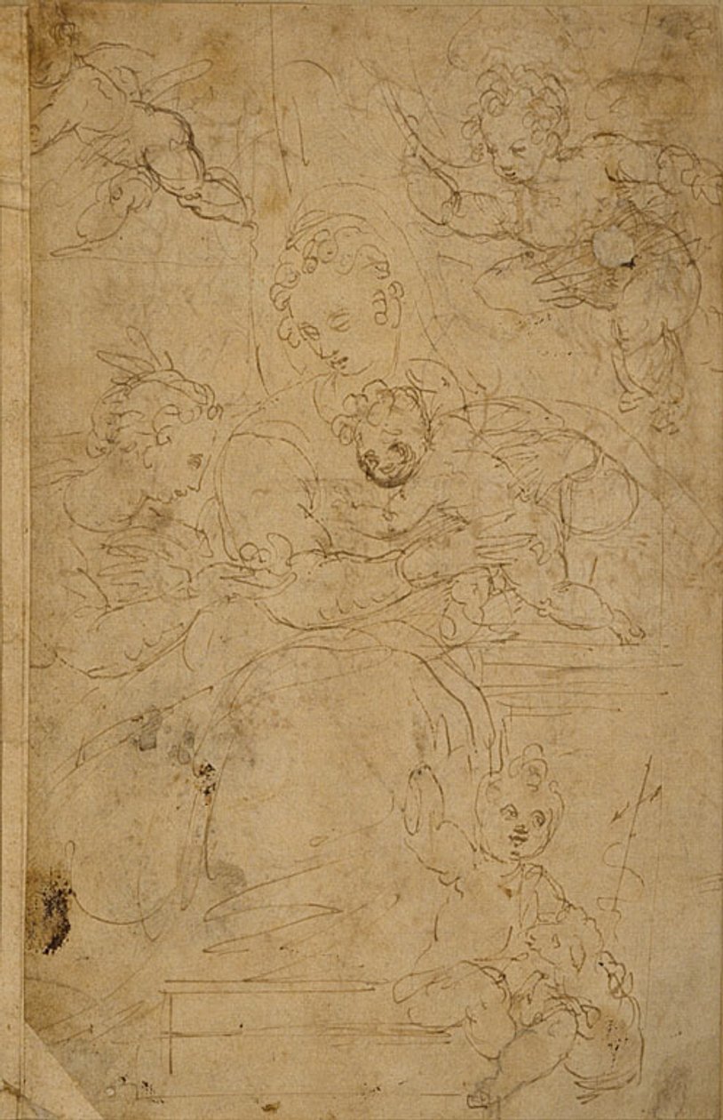 La Virgen y el Niño con el Niño San Juan Bautista y una santa de Battista Franco