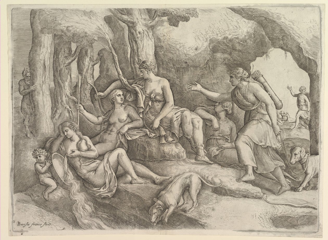 Diana Descansando con Ninfas de Battista Franco Veneziano