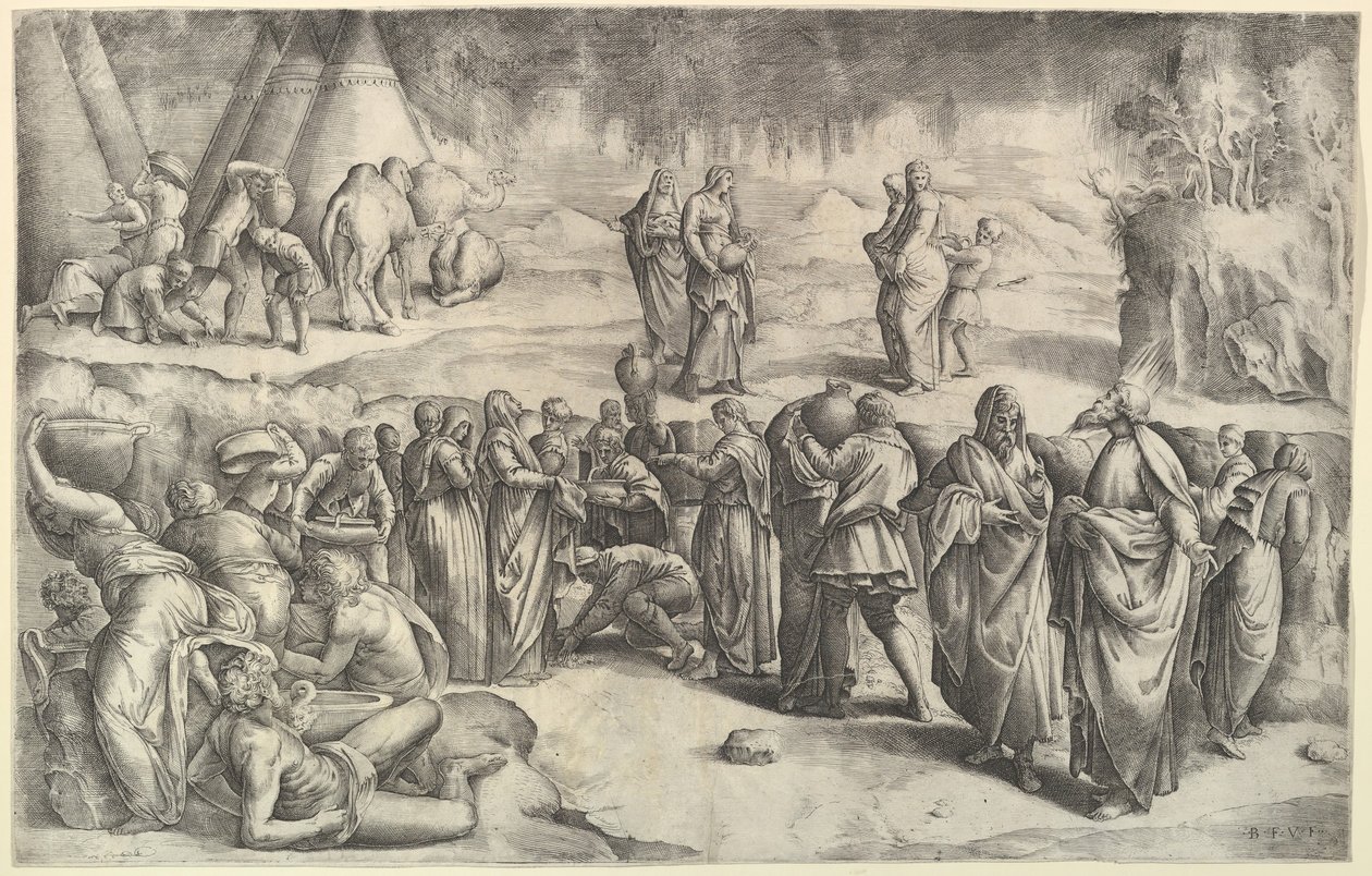 Los israelitas recogiendo maná, ca. 1547 de Battista Franco Veneziano