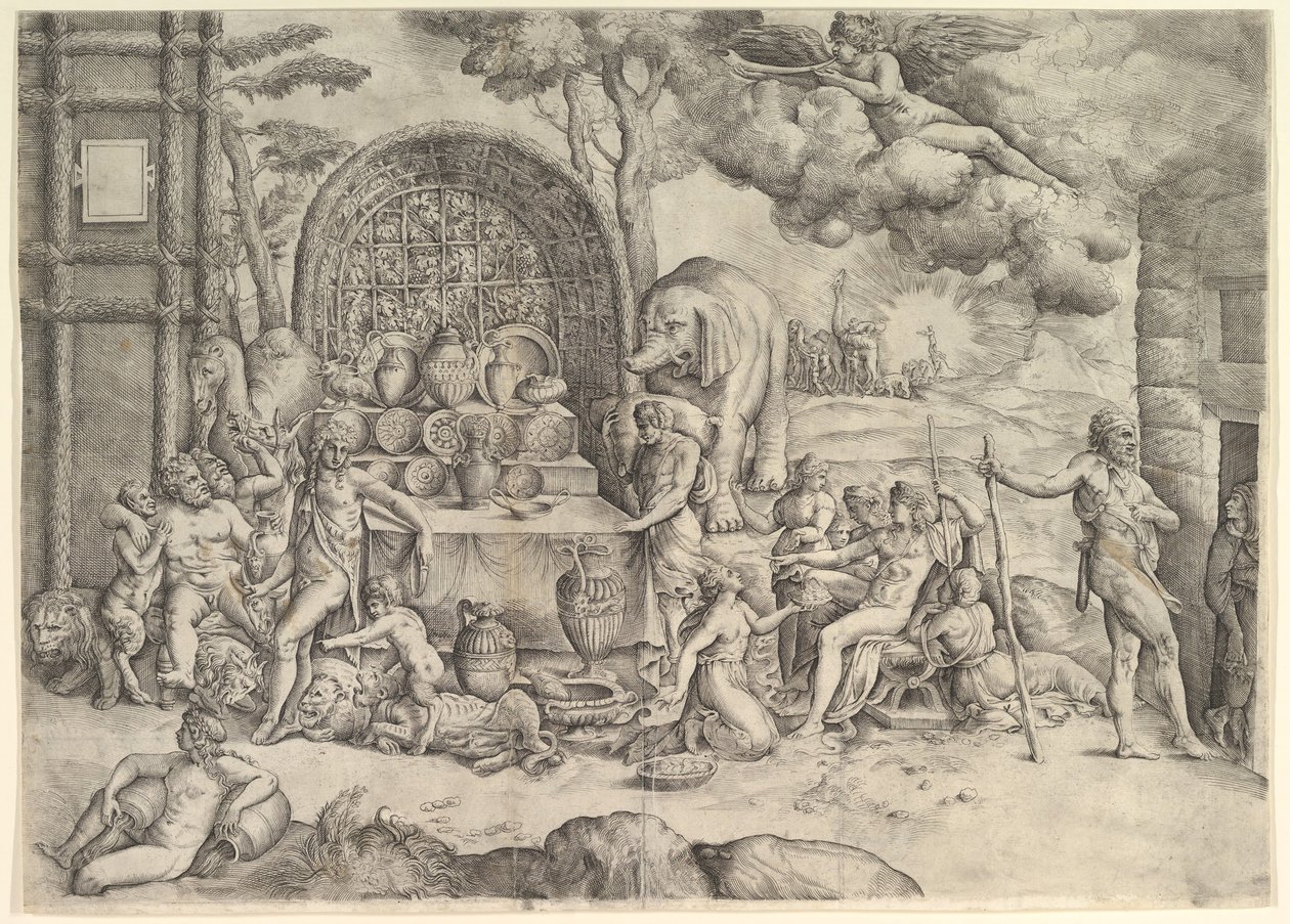 La boda de Cupido y Psique (panel derecho), ca. 1530-61 de Battista Franco Veneziano