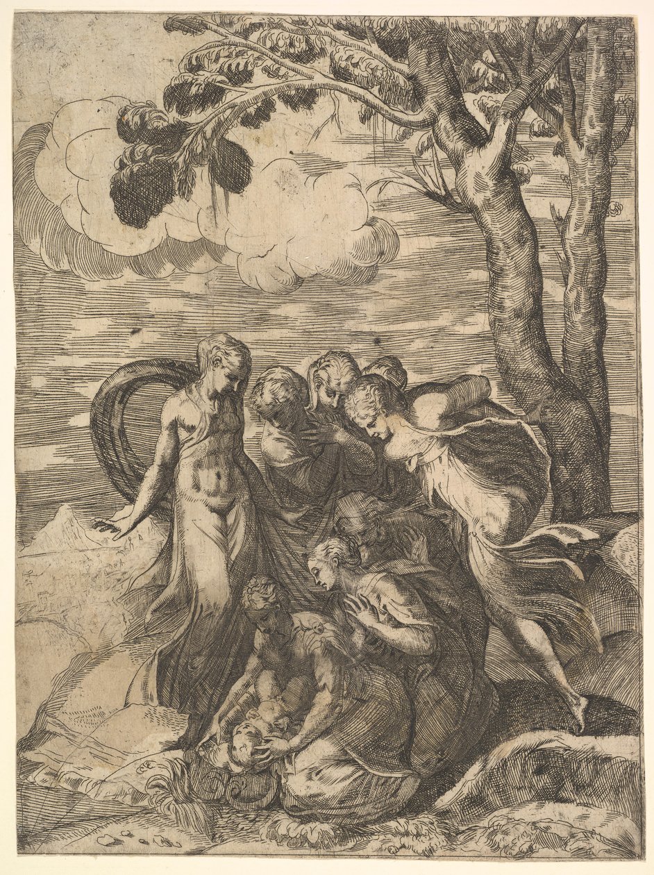 Moisés rescatado del Nilo, siglo XVI de Battista del Moro