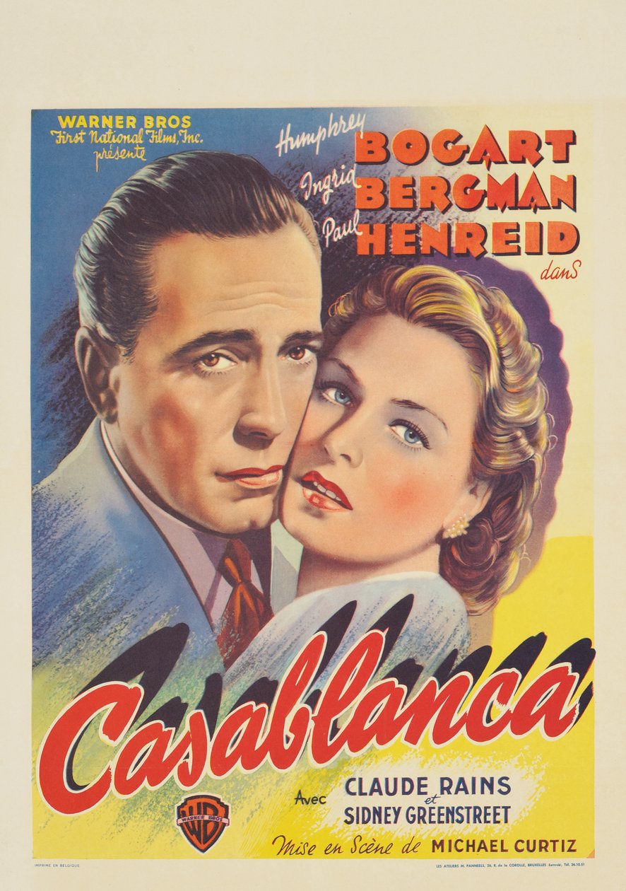 Un cartel belga que anuncia la película "Casablanca" de Belgian School