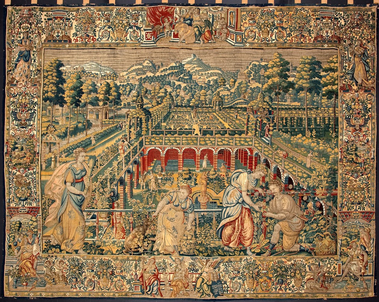 Escena de recogida de fruta. Tapiz de las manufacturas de Bruselas. Siglo XVI Genes, Musei di Strada Nuova de Belgian School