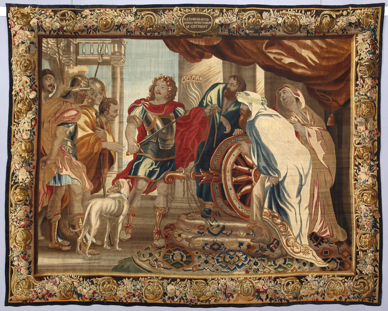 El rey Alejandro Magno corta el nudo gordiano. Tapiz realizado en las manufacturas de Bruselas. Siglo XVI Genes, Musei di Strada Nuova de Belgian School