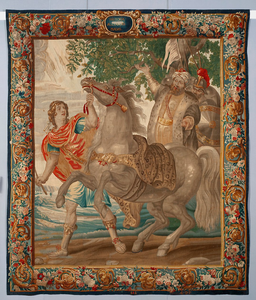 El rey Alejandro Magno doma al caballo Bucéfalo. Tapiz realizado en las manufacturas de Bruselas. Siglo XVI Genes, Musei di Strada Nuova de Belgian School