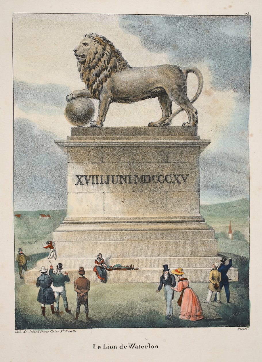 El León de Waterloo, c.1895 (fotochrom) de Belgian School
