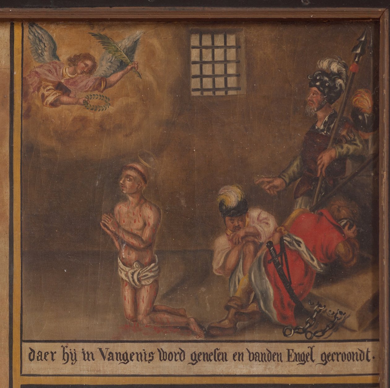 Maarke. Capilla (Sint-Vincentiuskapel). Interior. Pintura. El mártir de San Vicente. Siglo XIX. Detalle. de Belgian School