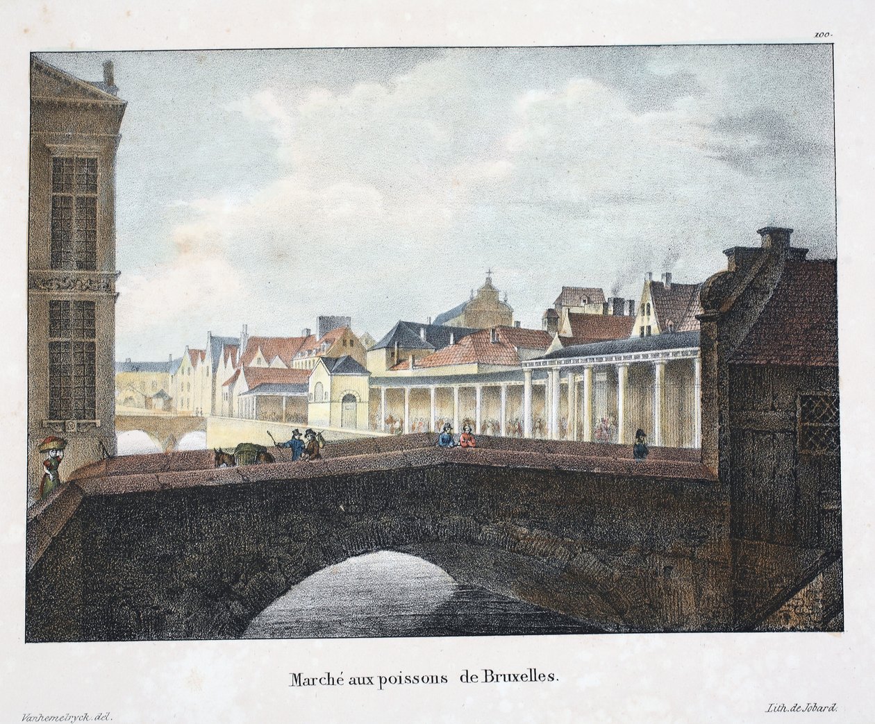 Mercado de pescado de Bruselas, c.1895 (fotochrom) de Belgian School