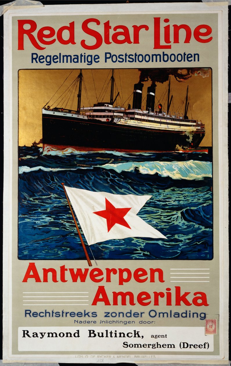 Línea Roja Estrella, Antwerpen América, c.1899 de Belgian School