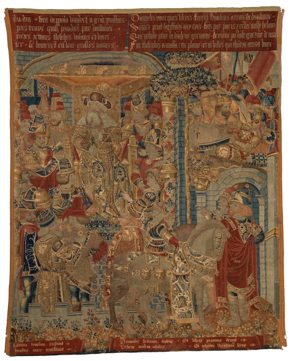 Tapiz, Tres escenas de la guerra de Troya, o Ulises y Diomedes como embajadores en la corte del rey Príamo, reclamando el regreso de Helena, realizado en Tournai. de Belgian School