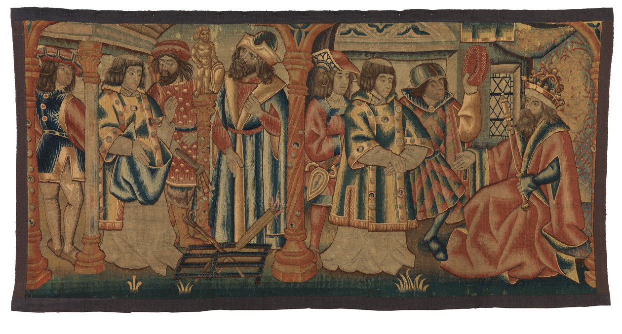 Tapiz, Dos escenas de la Vida de San Lorenzo, posiblemente realizado en Tournai, Bélgica, o Baja Renania, Francia o Alemania. de Belgian School