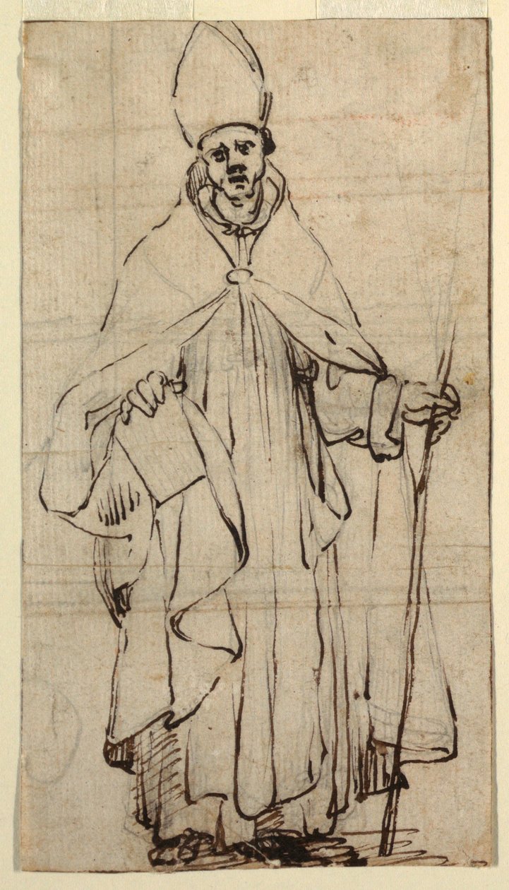 Dibujo, Obispo de pie, hacia 1620 de Belisario Corenzio