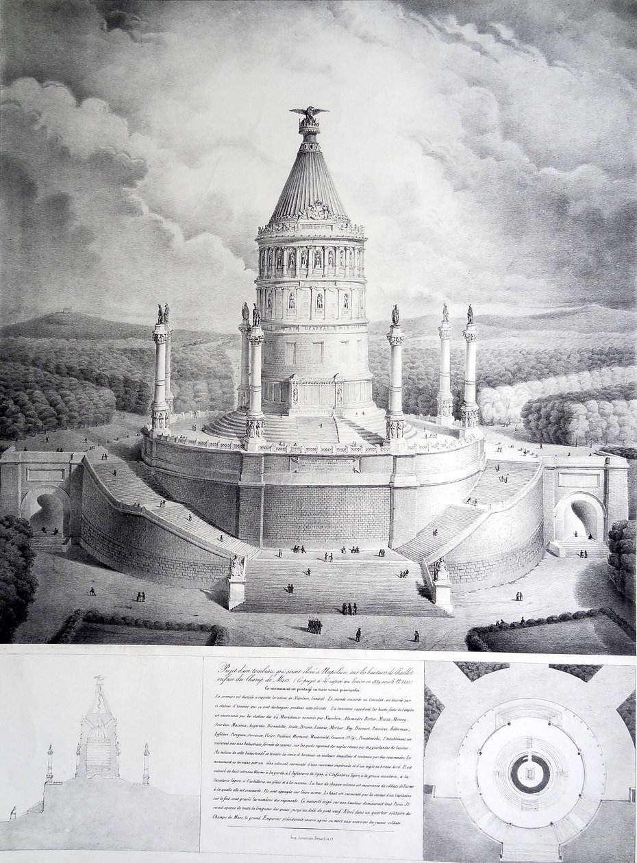Proyecto de una tumba que se elevaría a Napoleón en las alturas de Chaillot frente al Campo de Marte de Benard et Cie Imprimerie Lemercier