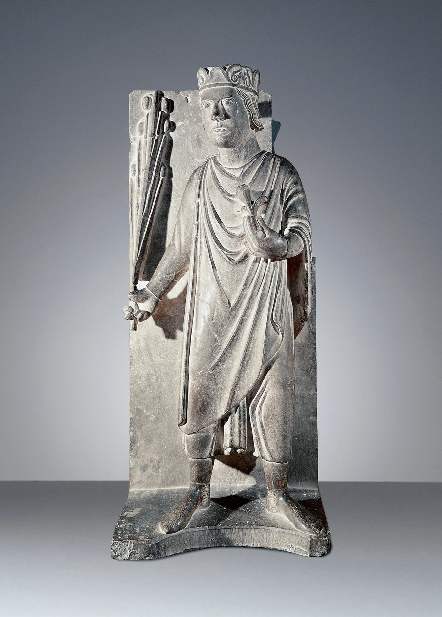 Abril, estatua del Ciclo de los Meses, Baptisterio de Parma de Benedetto Antelami