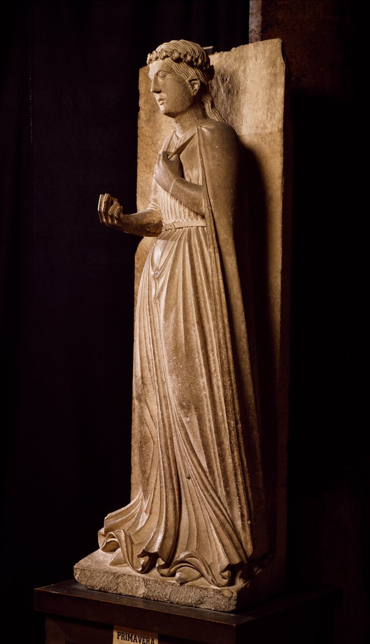 Primavera, escultura del Ciclo de las Estaciones, por Benedetto Antelami, Baptisterio de Parma, Emilia-Romaña, Italia de Benedetto Antelami