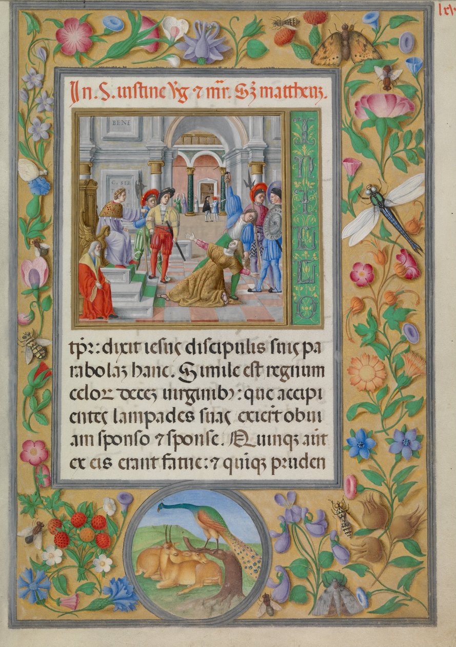 Martirio de Santa Giustina. Del "Evangelarium de Santa Giustina" (CBL W.107, f.65r) de Benedetto Bordone