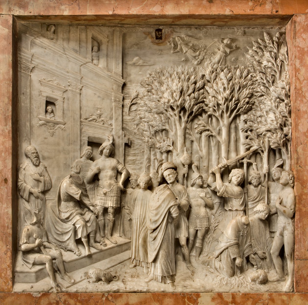 Cripta, Arca de los Santos Marcelino y Pedro Exorcista, Benedetto Briosco 1506-08, La decapitación de los Santos Marcelino y Pedro de Benedetto Briosco
