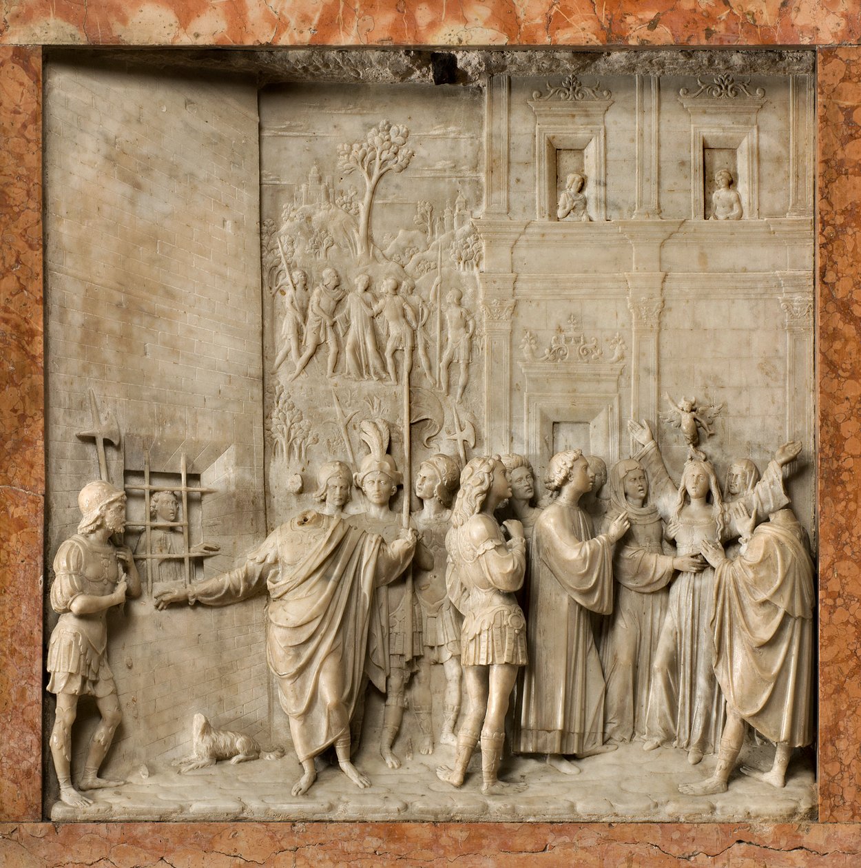 Cripta, Arca de los Santos Marcelino y Pedro Exorcista, Benedict Briosco 1506-08, San Pedro libera a Paulina del demonio de Benedetto Briosco