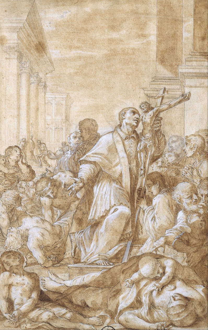 San Carlo Borromeo entre los apestados de Benedetto Luti
