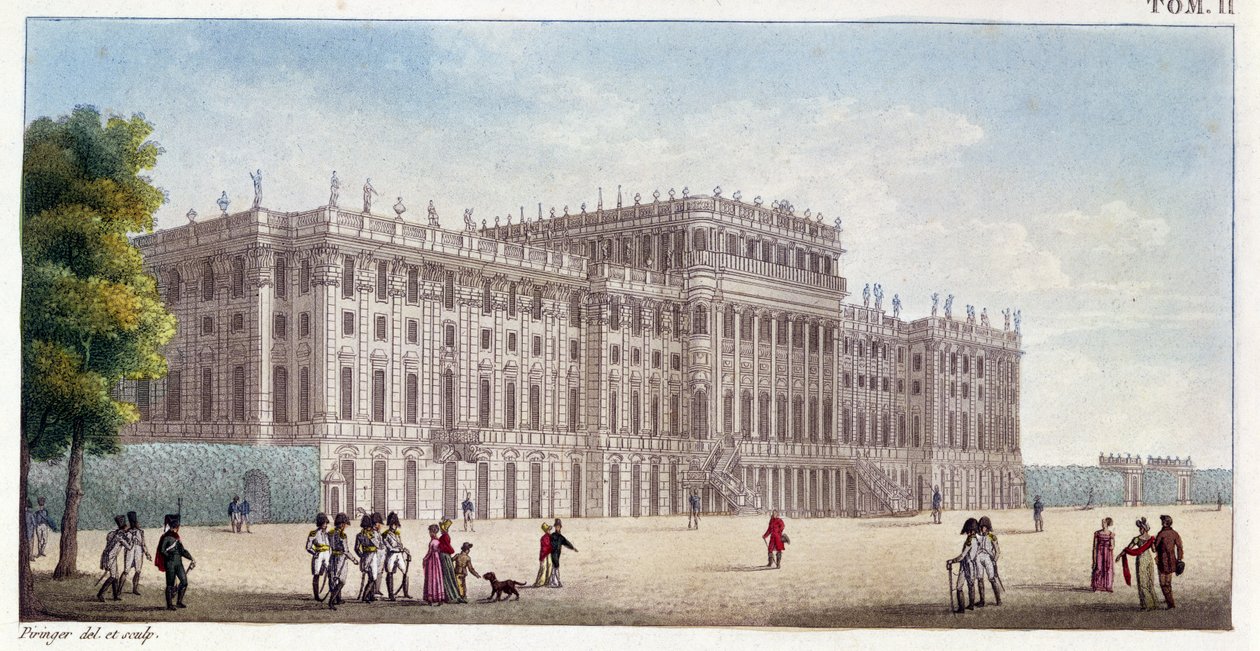 Vista del Palacio de Schönbrunn desde los jardines, principios del siglo XIX de Benedict or Benedikt Piringer