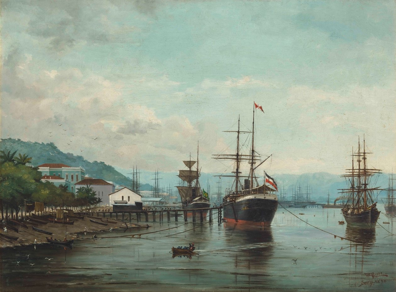 Benedito Calixto - Puerto de Santos, SP (visto a la izquierda), 1890 de Benedito Calixto