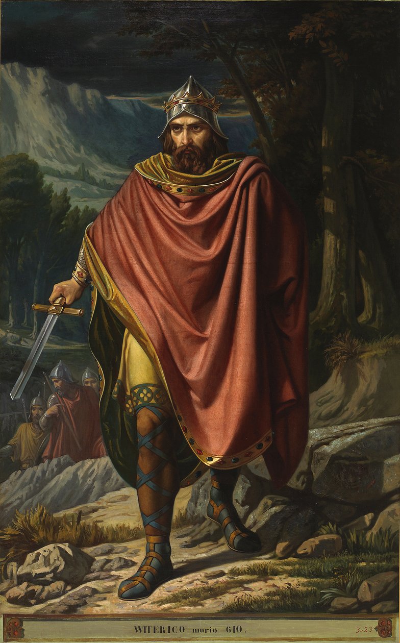 Retrato del rey visigodo de Hispania Witteric (Witerico o Viterico) (reinado del 603 al 610) - Pintura de Benito Soriano Murillo (1827-1891) Palacio de las Cortes Madrid de Benito Soriano Murillo