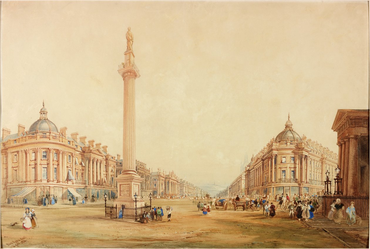 Diseño para el Monumento de Grey y disposición propuesta y estilo de arquitectura para Grey Street de Benjamin Green