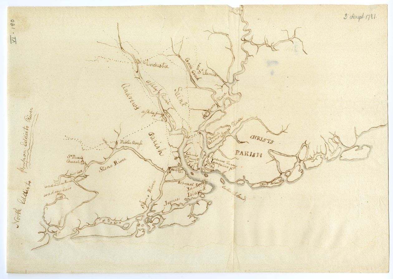 Mapa de Charleston, Carolina del Sur, 3 de agosto de 1781 de Benjamin Lincoln