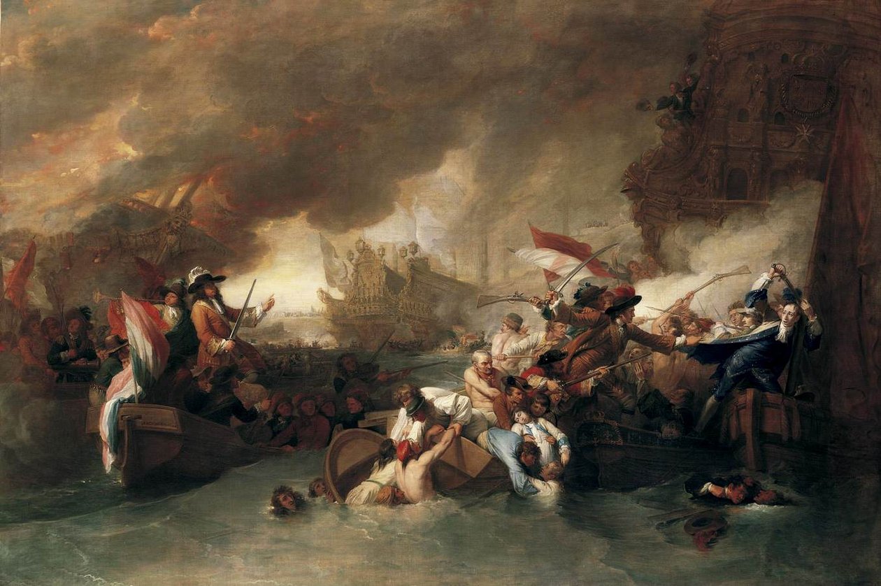 La batalla de La Hogue de Benjamin West