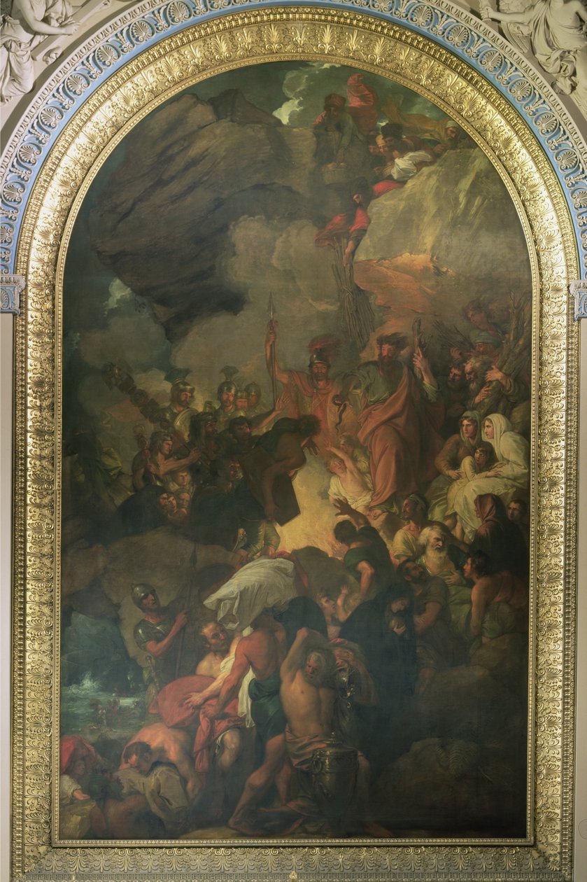 San Pablo Salvado de un Naufragio frente a Malta, retablo de la Capilla de San Pedro y San Pablo en el Bloque Queen Mary de Benjamin West