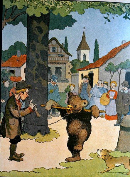 El líder de los osos, ilustración de "Le Buffon de Benjamin Rabier", adaptada de la "Histoire Naturelle" de Georges de Buffon (1707-88) (grabado en color) de Benjamin (after) Rabier