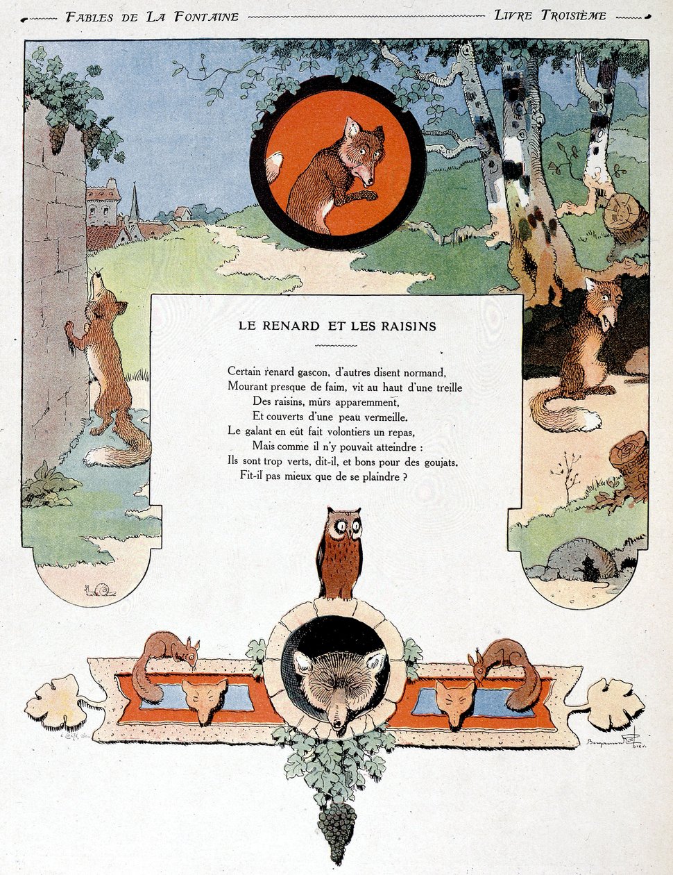 El zorro y las uvas, ilustración de 